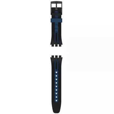 Swatch Chrono Plastic Black-Blue Silicone Strap ASUSB406